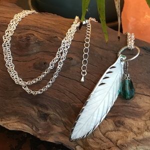 Carved Shell Leaf Necklace